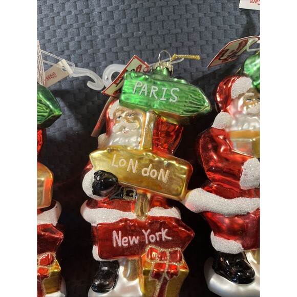 Holiday time  Santa Ornament Christmas Blown Glass Signs Of Cities Rare Gift - Picture 3 of 5